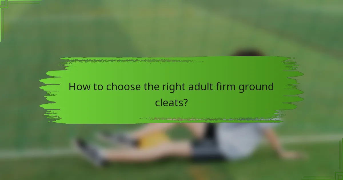 How to choose the right adult firm ground cleats?