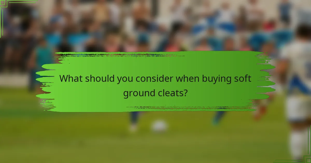 What should you consider when buying soft ground cleats?
